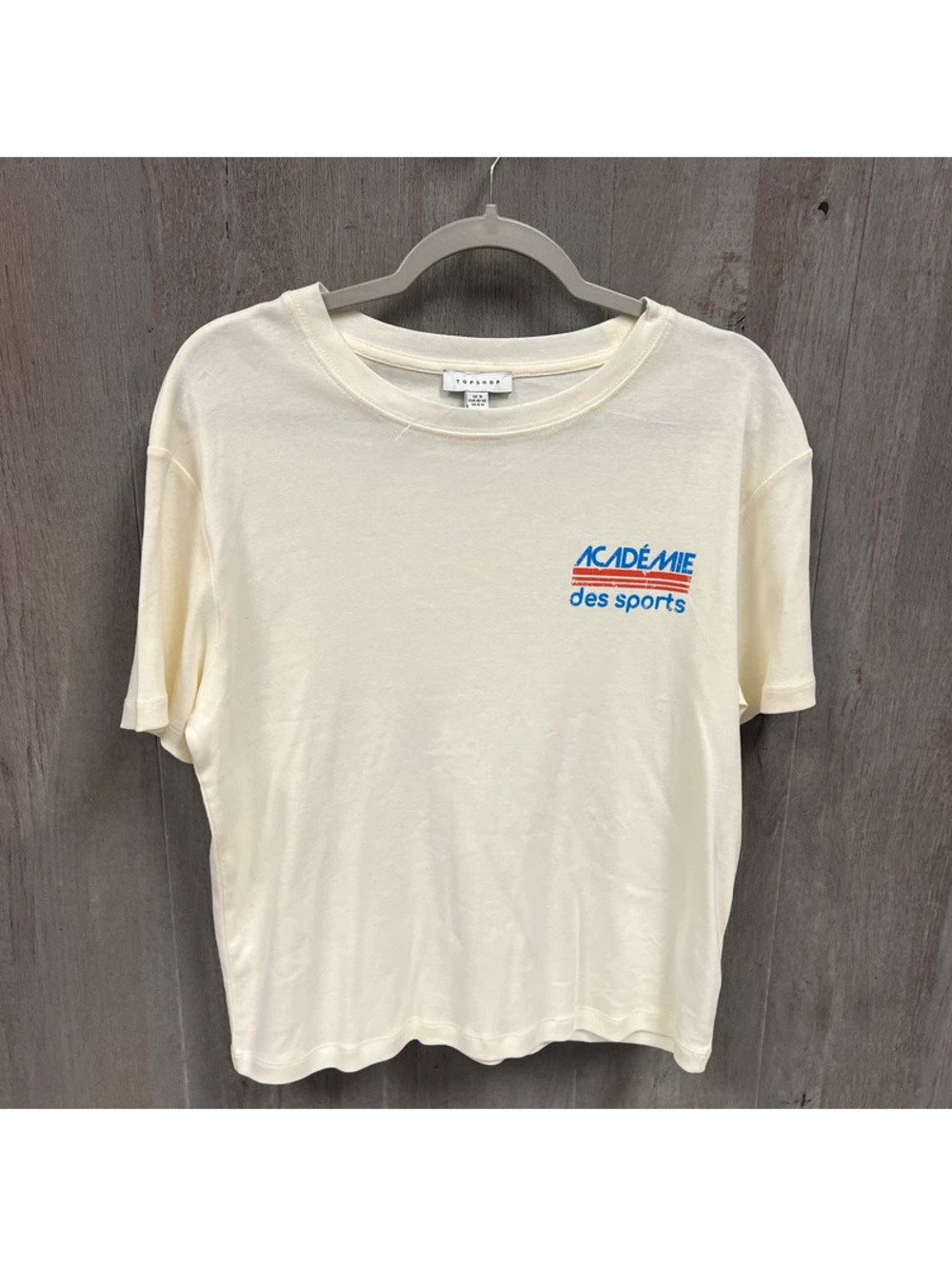 Topshop Académie des Sports Cream Graphic T-Shirt Size M